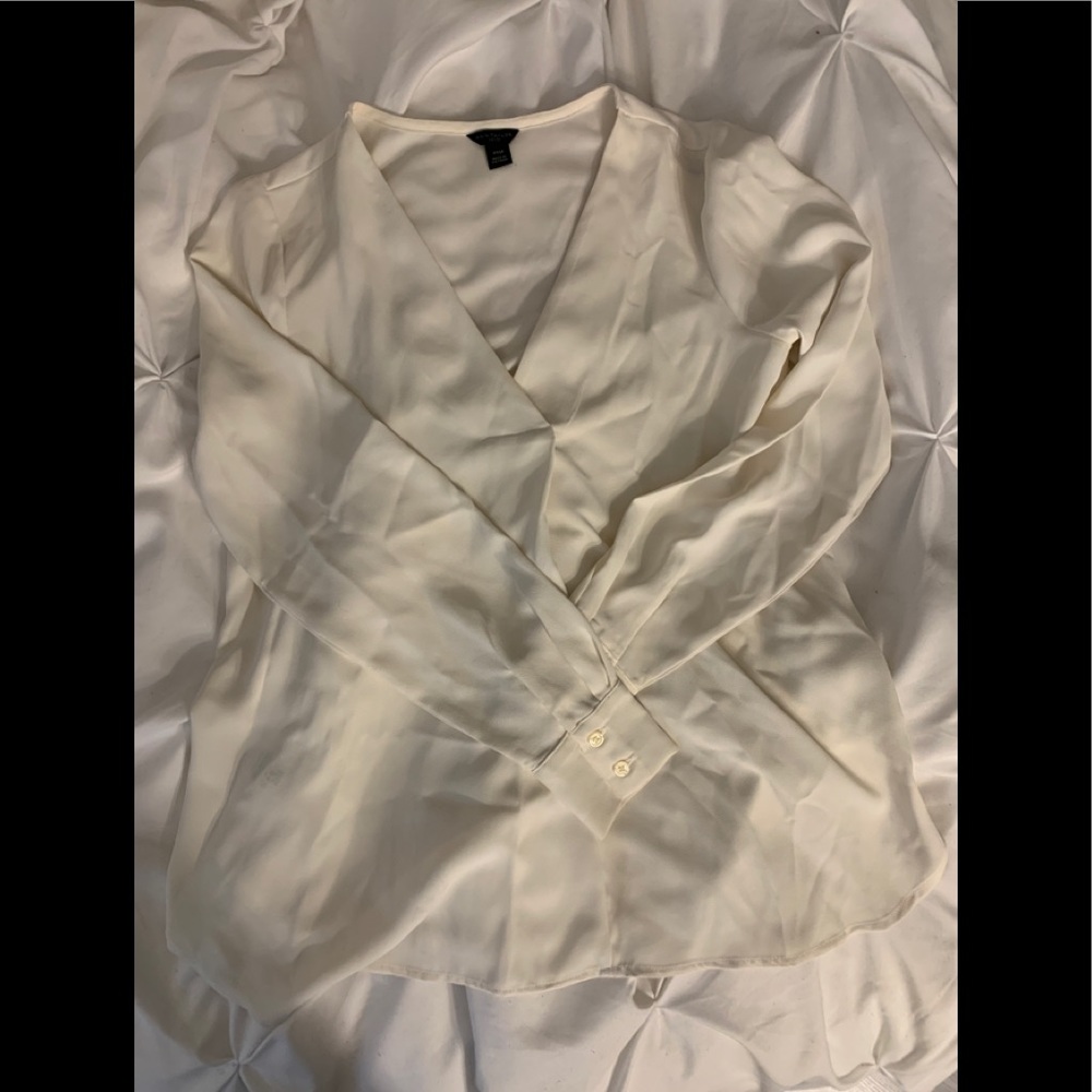 Ann Taylor Mixed Media White Blouse XXS